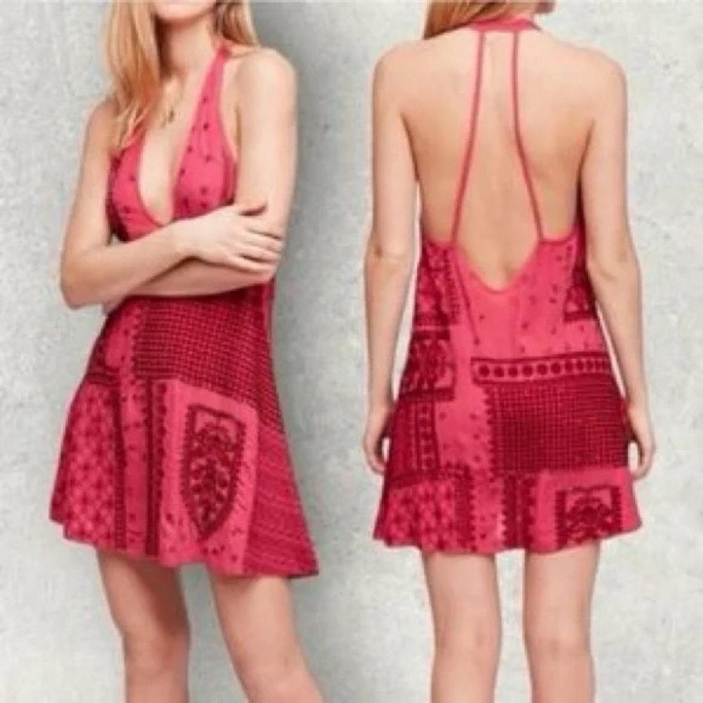 Free People Pink Halter Backless Sundress